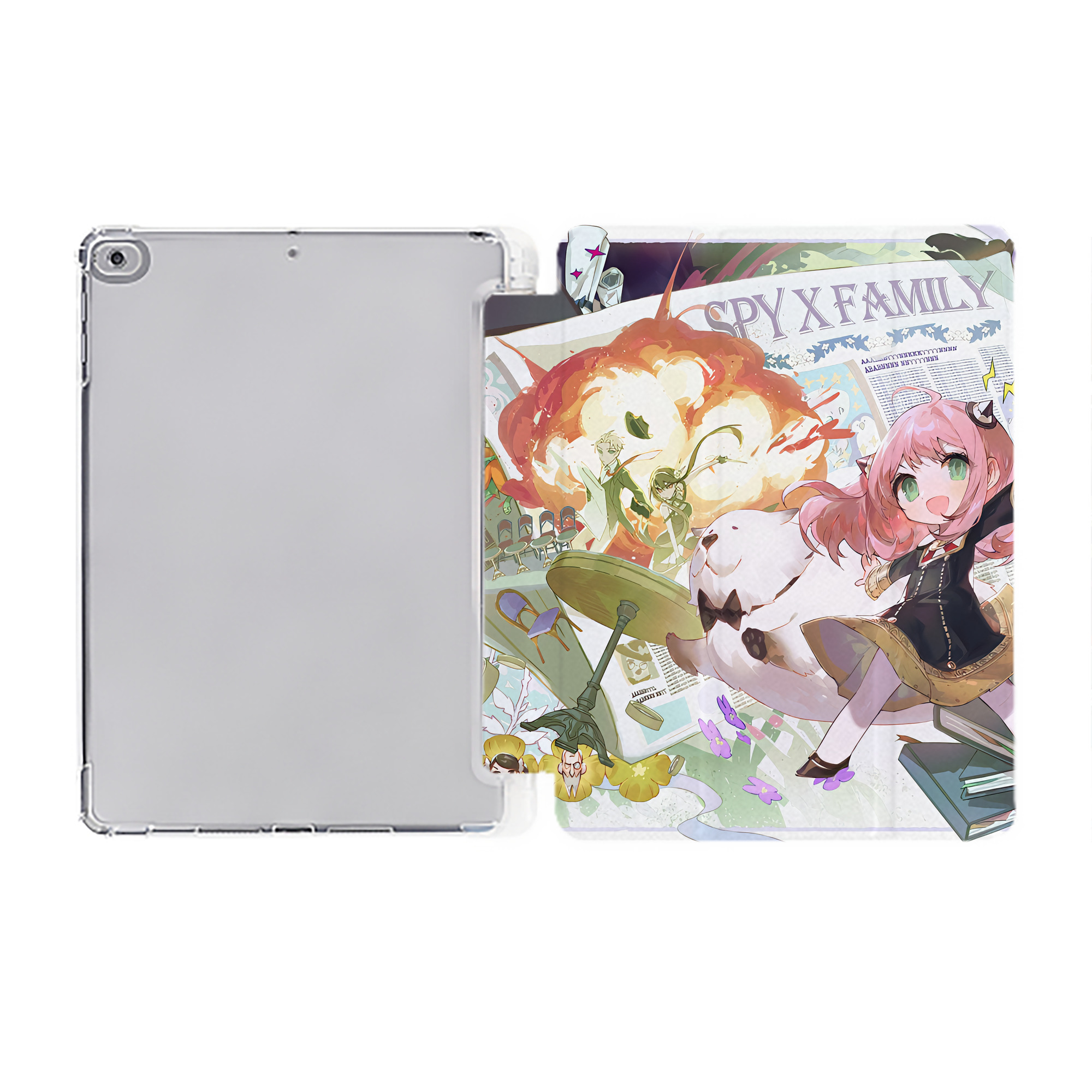 （画像用） SPY×FAMILY间谍家家酒 IPad ケース ペン収納付き 三つ折りスタンド PUレザー×シリコン 対応機種9.5/10.5/10.9インチ